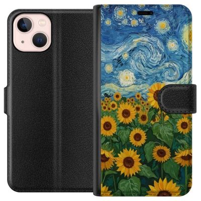 Kompatibelt Lommeboketui til Apple iPhone 13 Solsikkefelt Kunst - Van Gogh inspirert maleri med stjernehimmel