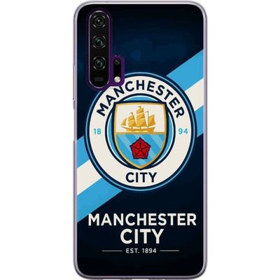 Kompatibelt Mobildeksel til Honor 20 Pro Manchester City klubbemblem på blå bakgrunn med diagonal stripe