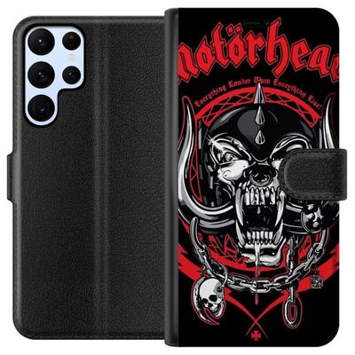 Kompatibelt Lommeboketui til Samsung Galaxy S24 Ultra Motorhead dødkallen i rødt og svart hardrockdesign for fans av klassisk metal og energi