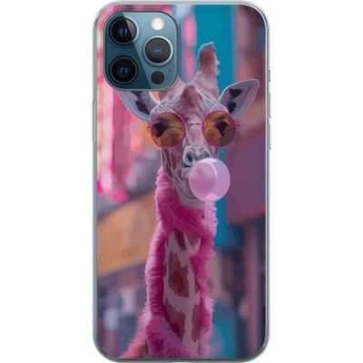 Kompatibelt Mobildeksel til Apple iPhone 12 Pro Giraff med tyggegummi, morsomt fargerik design i bymiljø, popkunststil med lekende energi, humor og k