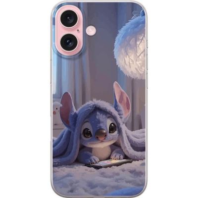 Kompatibelt Mobildeksel til Apple iPhone 16 Stitch under teppe med telefon kveldskos i blå toner sjarmerende drømmeaktig design for alle som elsker s