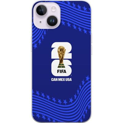 Kompatibelt Mobildeksel til Apple iPhone 14 Trofé med blå grafisk bakgrunn og fokus på kommende fotball-VM