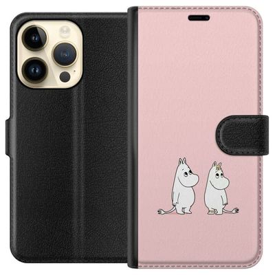 Kompatibelt Lommeboketui til Apple iPhone 15 Pro Sjarmerende Mummi-motiv med enkel design og rolige farger