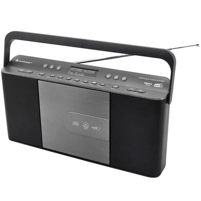 Soundmaster: Boombox CD Radio FM Hurtigvalg RCD1870SW Sort/Sølvgrå