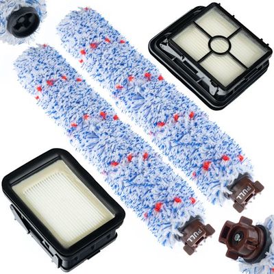 Filter och Borstset 2x HEPA 2x Rullar – Dubbel Rengoring | Mikrofiber Nylon | Ersattningsdel för Bissell CrossWave 1866 17132
