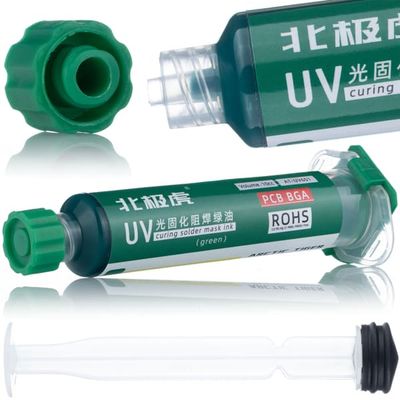 Grøn Soldermaske UV 10ml med Sprøjte – Hurtig Hærdning | PCB Beskyttelse | Isolerende Lag