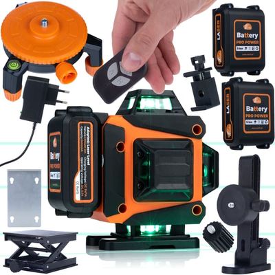 Krydslaser Rosfix Animal Pro Hawk RAPH 16L – 16 grønne linjer, IP54, USB-C | Sæt med fjernbetjening, 2x Li-Ion batterier, stativ og kuffert | Professionelt værktøj til byggeri og montage