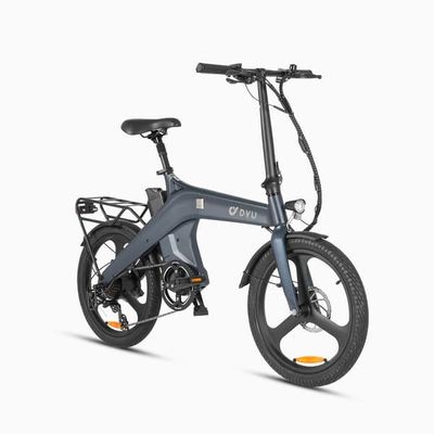 DYU T1 Elcykel – 10Ah avtagbart batteri, 250W motor, 60 km räckvidd, 20-tums däck – Hopfällbar elcykel i magnesiumlegering, gråsvart