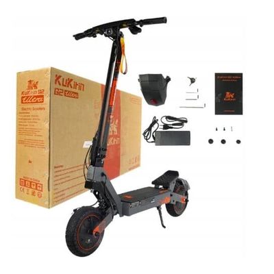 KuKirin G2 Ultra el-scooter til voksne, 1600W, 55 km rækkevidde, terrængående egenskaber, touchscreen-skærm, Bluetooth-højttaler, dobbelte motorer.