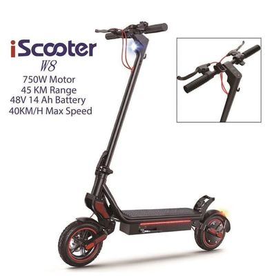 iScooter W8 All-Terrain El-scooter – 750W effekt, 48V 14Ah batteri, 9,3-tommer luftdæk, rækkevidde på 30-40 km, tophastighed på 40 km/t, understøtter Voltix-appen.