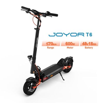 JOYOR T6 Multifunktions Elscooter, 48V 18Ah 600W, 48KM/H 70 KM, Hydraulisk Fjädring, 10" Terrängdäck, Skivbroms