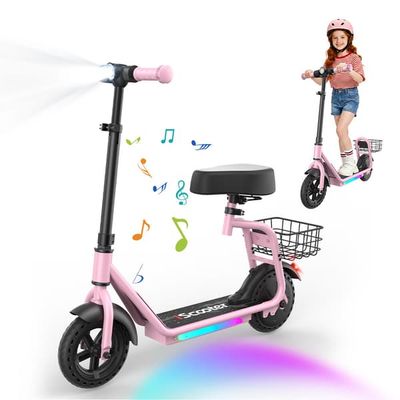 🚀 iScooter IK7 Pink El-løbehjul til børn – 8,5 tommer, aftageligt sæde, Bluetooth, app-styring, 25,2V, 15 km rækkevidde, tophastighed 20 km/t