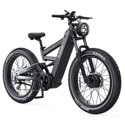 Tesway X9 Electric Bicycle 4000W Dual Motor Peak Powel 48V 30Ah Battery Up to 64KM/H Speed 26" Fat Tire E-Bike Black