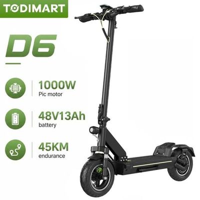 TODIMART El-scooter för vuxna, Räckvidd 45-55km, PIC 1000W, 48V 13Ah, LED-skärm, App-kontroll