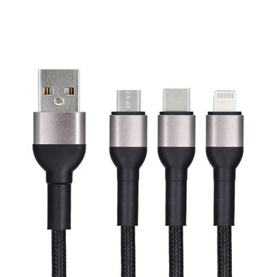Laddkabel 3-i-1 USB-A 1,2 m Blue Star Svart