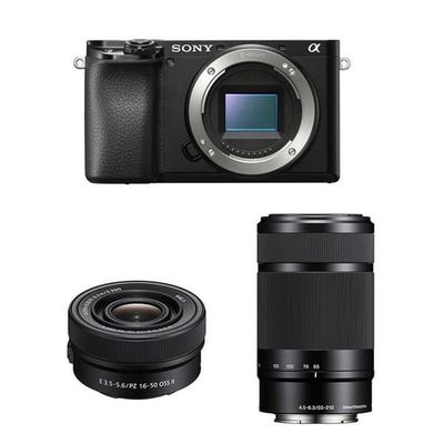Sony Alpha A6100 Hybridkamera 16-50mm OSS + 55-210mm, Sort