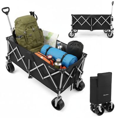Sammenklappelig transportvogn XXL 250L sort/sølv | HyperMotion