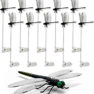 Drageflueklip til haven, 10-pack – realistisk 3D-design som skræmmer fugle og skadedyr