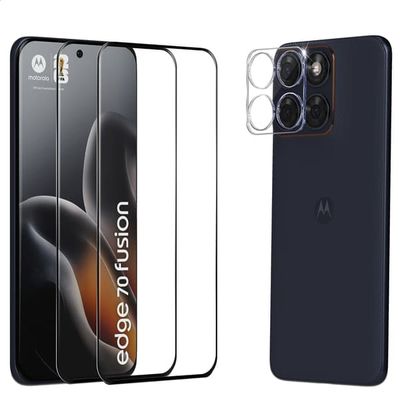 2-Pack Motorola Edge 70 Fusion Skærmbeskyttelse & 1-Pack linsebeskyttelse - Hærdet Glas 9H - Super kvalitet 3D