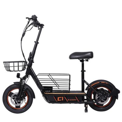 Freeboy H14 Electric Scooter with Seat & Basket, 35 km Range, 14” Tires, Black