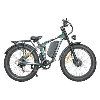 BAOLUJIE DP-2603SJ Dobbeltmotor Elcykel til Voksne, 52V 32Ah, 26” Fatbike, Sort&Grøn