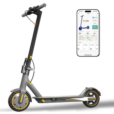 OOK-TEK V8 Hopfällbar Elsparkcykel, 36V 10.5Ah Batteri, 8.5\" Honeycomb Däck, Grå&Gul