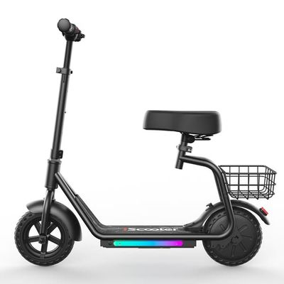 iScooter iK7 Elsparkcykel för barn med säte och korg, svart