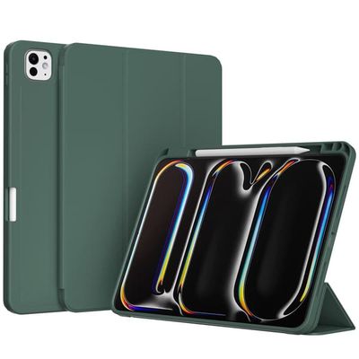Accezz Smart silicone bogomslag til Apple iPad Pro 13 (2025) M5 / (2024) M4 - Mørkegrøn