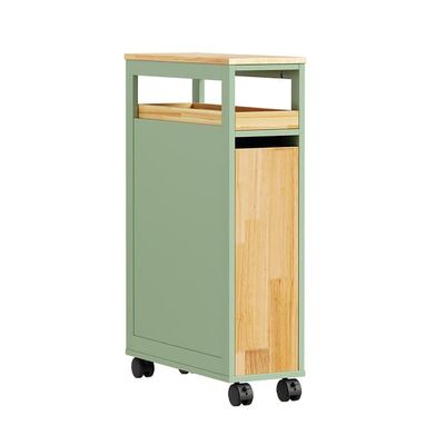 SoBuy Køkkenvogn med hjul og 2 skuffer 50,5x20x79 cm – Grøn smal Rullebord NSR14-GR