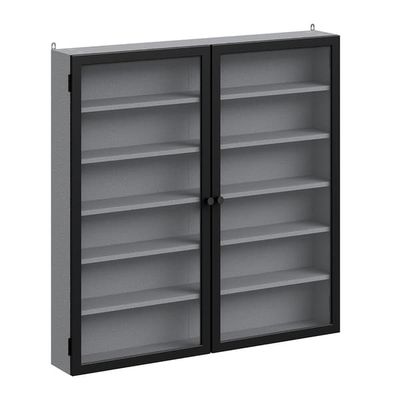 SoBuy väggskåp med glasdörrar och 5 justerbare hyllor grå 80x12x80cm FSB113-H-DG