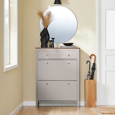 SoBuy Skoskab 80x25x108cm - 2 klapdøre | Lys brun FSR89-KA