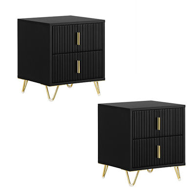 SoBuy Smalt natbord 40x40x47cm – 2-delt sæt, 2 skuffer | Sort FBT115-SCHx2