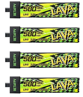 1s 580mAh - 95C - BetaFPV Lava LiHV BT2.0 4pk