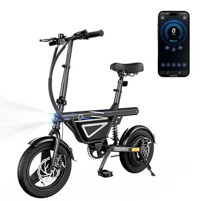 iScooter EB1S Elcykel 36V 12Ah Litiumbatteri, 30–50 km räckvidd, 350W, 14-tums luftdäck, 25 km/h Hopfällbar Elcykel för Stadsbruk