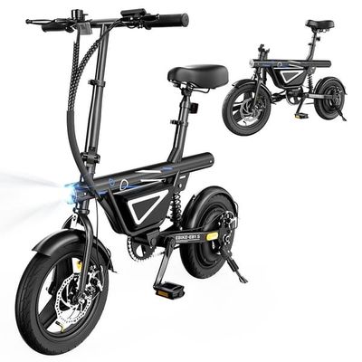 iScooter EB1S Elcykel 36V 12Ah Litiumbatteri, 350W, 25 km/h, 14-tums luftdäck, 30–50 km räckvidd Hopfällbar Elcykel för Stadsbruk