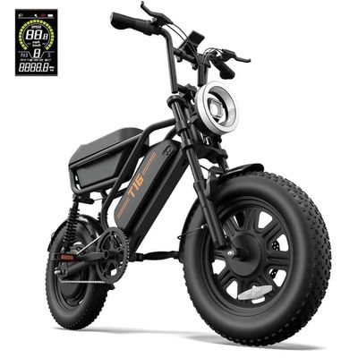 URLIFE T16 Elcykel 250W Motor, 68N.M Motormoment, 48V 13Ah Batteri, 16*3,0 Tums Fat Däck, Flip Förvaringslåda Elcykel