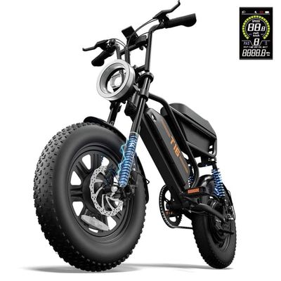 URLIFE T16 Elcykel 250W Motor, 48V 13Ah Batteri, 16*3,0 Tums Fat Däck, 68N.M Motormoment, Flip Förvaringslåda Elcykel