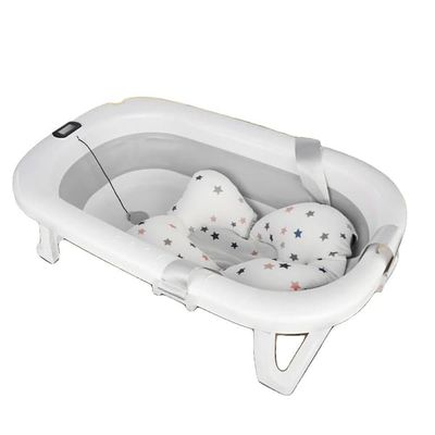Babybadekar, Foldbart Design, Temperatursensor,Lys Grå