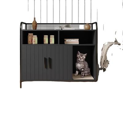 Kattlåda Inhägnad, 95 cm L x 45 cm B x 82 cm H, Träbyggnad, Dubbel-Dörr Design, Ventilationsingångar, Multifunktionell Användning