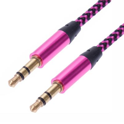 1 m vævet 3,5 mm AUX-kabel - Pink