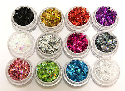 12 bokser med glitterflak
