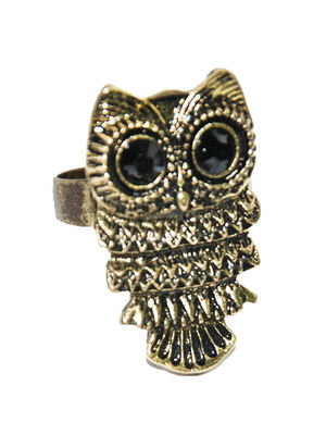 Ring Uggla Brons med svarta ögon, ombloggade, retro!