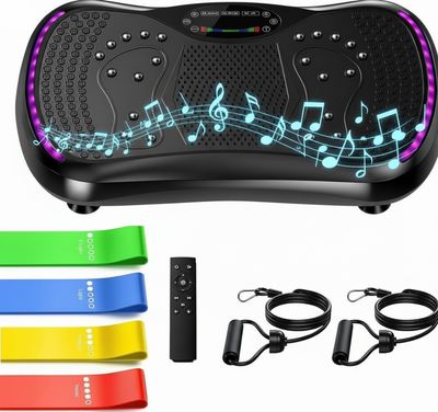 Vibrationsplatform til helkropstræning – 3D vibrationsplade med massage, Bluetooth og 200 hastigheder til hjemmetræning