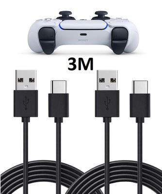 2-pack 3m 3 meter opladningskabel-til PS5 / Playstation 5 USB-C