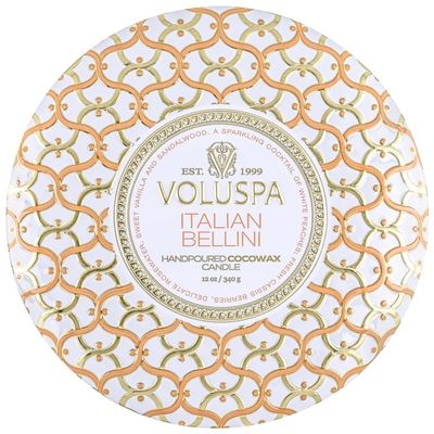 Voluspa 3-Wick Candle Decorative Tin Italian Bellini 340g
