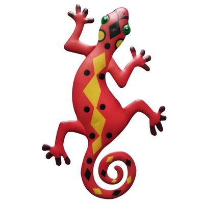 Gecko Lizard Veggklistremerke Hagepynt 13x22cm - Rød