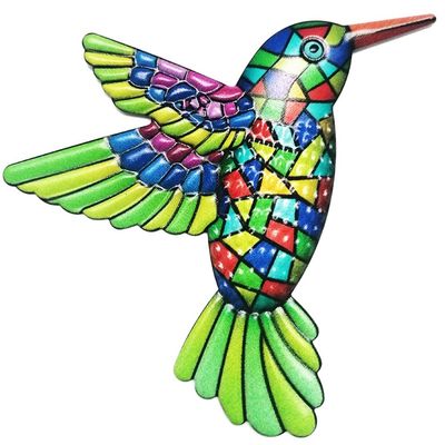Bird Hummingbird Veggklistremerke Hagepynt 12x13,5cm - Grønn