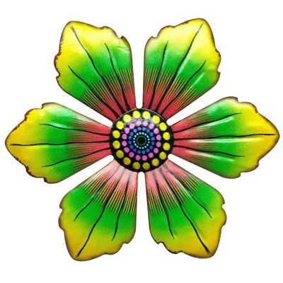Blomst Metall Veggklistremerke Hagepynt 15x15x0,8cm - Grønn