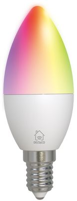 DELTACO Smart LED lampe, E14, RGB, WiFi, 4.9W
