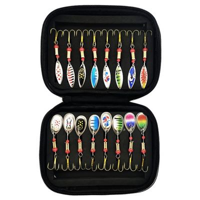 16 stk 3g metallspinner agn for fiskelokk med oppbevaringspose - B